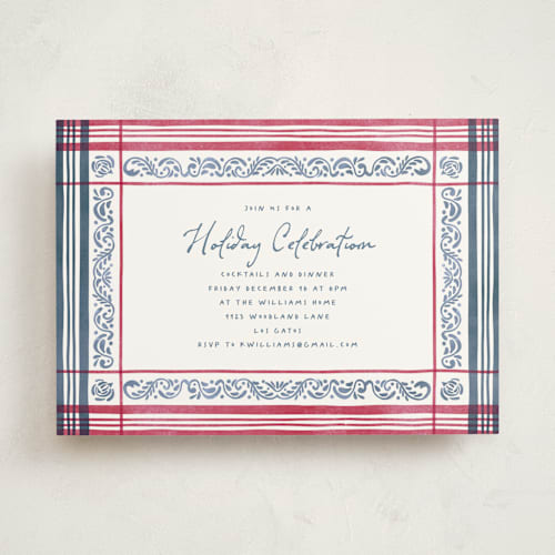 This is a marine holiday party invitations with standard by Chris Griffith called holiday linen printing on signature in standard