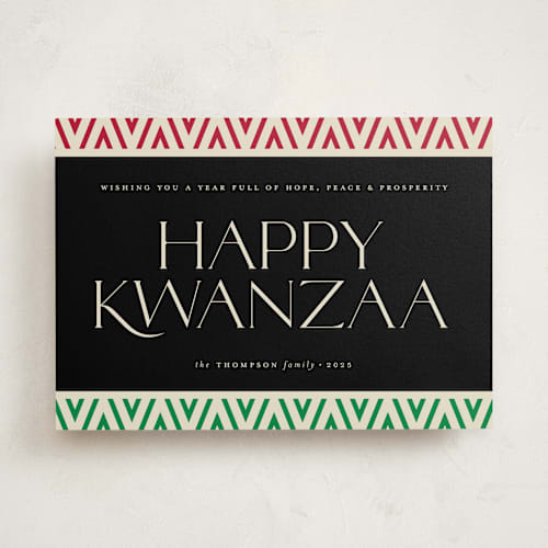 This is a ebony kwanzaa cards with standard by Heather Schertzer called abstract kente printing on signature in standard