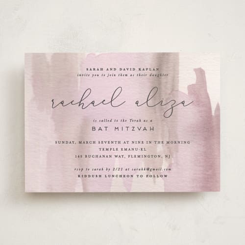 This is a poppy bar mitzvah bat mitzvah invitations with standard by Creo Study called celebratory printing on signature in standard