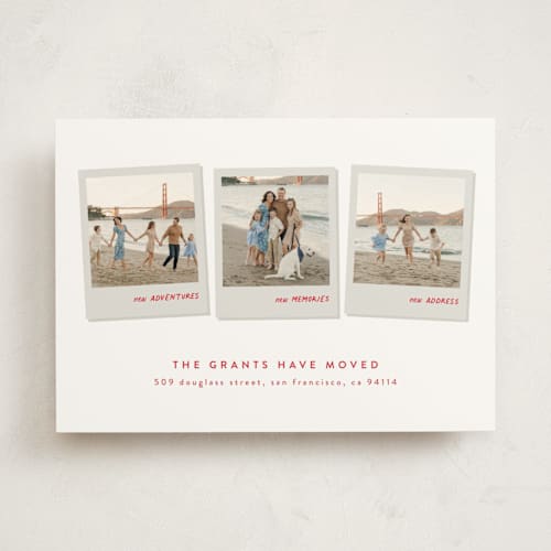 This is a fire pit moving announcements with standard by Alexandra Cohn called snapshots printing on signature in standard