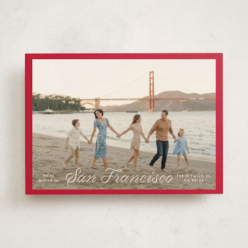 This is a cherry moving announcements with standard by Sherley Ferreira called a new home! printing on signature in standard