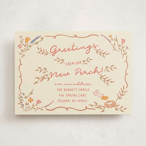 This is a rose moving announcements with standard by Sarah Rosenthal called new perch greetings printing on signature in standard