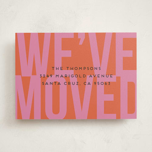 This is a strawberry moving announcements with standard by Morgan Kendall called bold printing on signature in standard