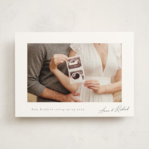 This is a moon pregnancy announcements with standard by Nicole Walsh called signed by us printing on signature in standard