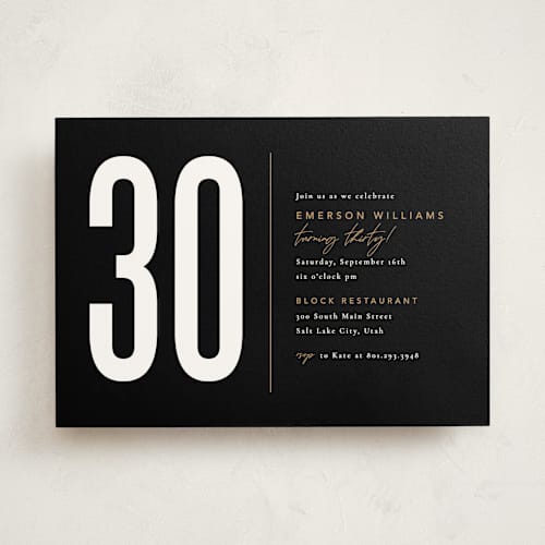 This is a onyx party invitations with standard by Robert and Stella called statement printing on signature in standard