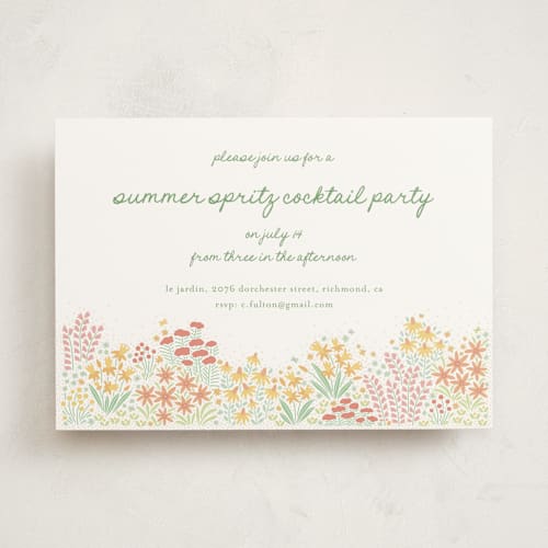 This is a coral party invitations with standard by Pippa Shaw called floral border printing on signature in standard