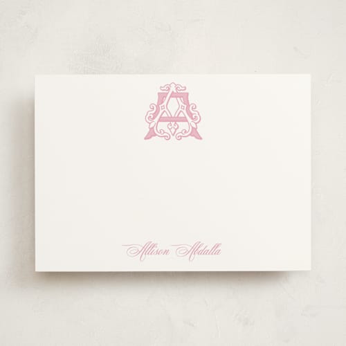 This is a cupcake personalized stationery thank you cards with standard by Jenna Holcomb called georgetown crest printing on signature in 5x7