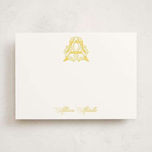 This is a honey personalized stationery thank you cards with standard by Jenna Holcomb called georgetown crest printing on signature in 5x7