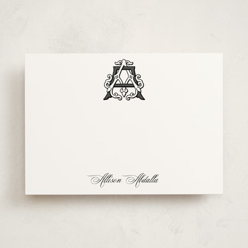 This is a noir personalized stationery thank you cards with standard by Jenna Holcomb called georgetown crest printing on signature in 5x7