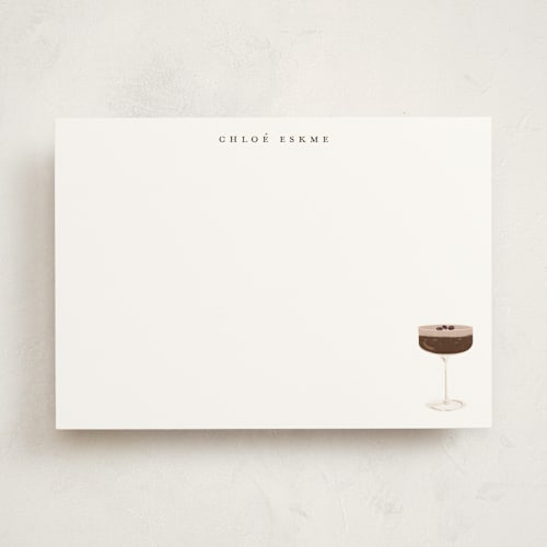 This is a chocolate personalized stationery thank you cards with standard by Baumbirdy called espresso martini printing on signature in 5x7