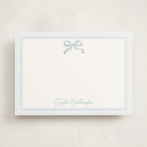 This is a sky personalized stationery thank you cards with standard by Helena Vitto called bow printing on signature in 5x7
