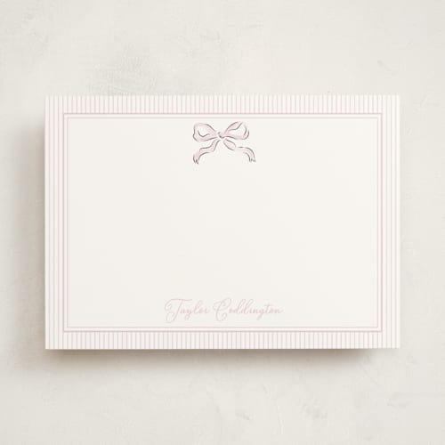 This is a petal personalized stationery thank you cards with standard by Helena Vitto called bow printing on signature in 5x7