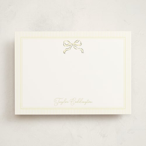 This is a lemon personalized stationery thank you cards with standard by Helena Vitto called bow printing on signature in 5x7