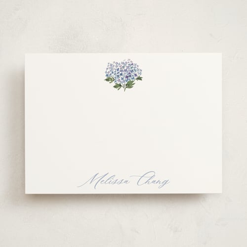 This is a hydrangea personalized stationery thank you cards with standard by Itsy Belle Studio called hydrangea printing on signature in 5x7