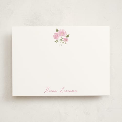 This is a blush personalized stationery thank you cards with standard by Itsy Belle Studio called peony printing on signature in 5x7