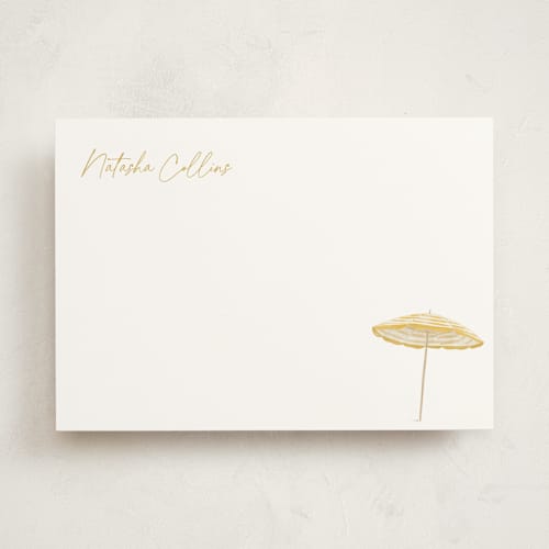 This is a lemon personalized stationery thank you cards with standard by Jenna Holcomb called beach umbrella printing on signature in 5x7