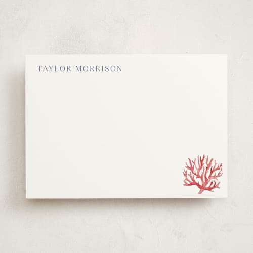 This is a coral personalized stationery thank you cards with standard by Jenna Holcomb called coral printing on signature in 5x7