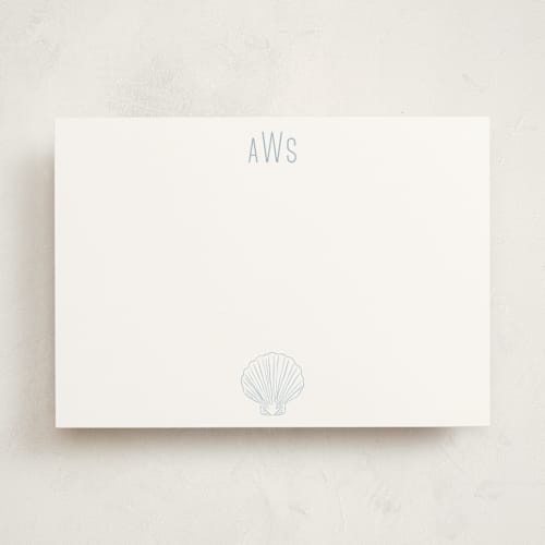 This is a shell personalized stationery thank you cards with standard by Shiny Penny Studio called seashell  printing on signature in 5x7