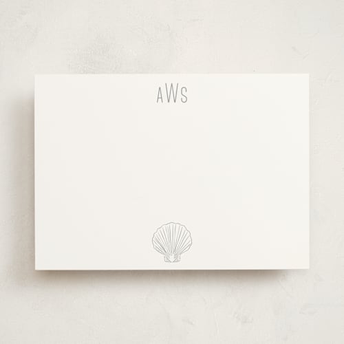 This is a rock personalized stationery thank you cards with standard by Shiny Penny Studio called seashell  printing on signature in 5x7