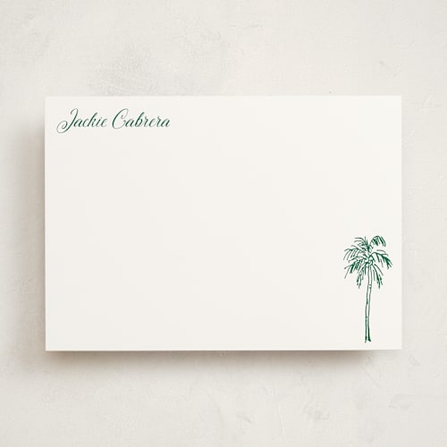 This is a palm personalized stationery thank you cards with standard by Cass Loh called palm tree printing on signature in 5x7