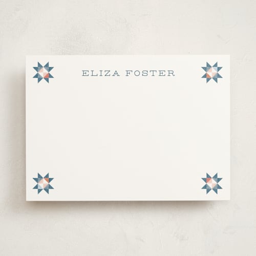 This is a sky personalized stationery thank you cards with standard by Julie Hebert called modern quilter printing on signature in 5x7