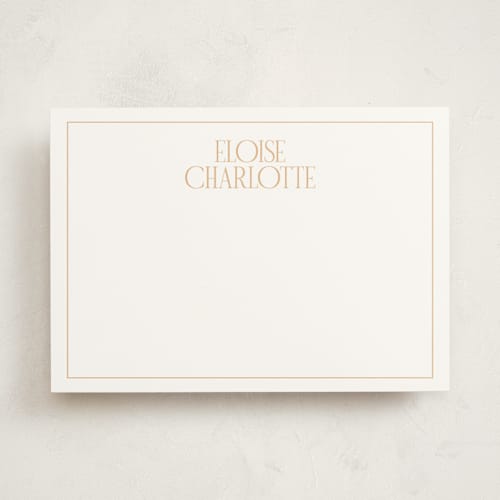 This is a salmon personalized stationery thank you cards with standard by Ellen Schlegelmilch called elegant serif printing on signature in 5x7