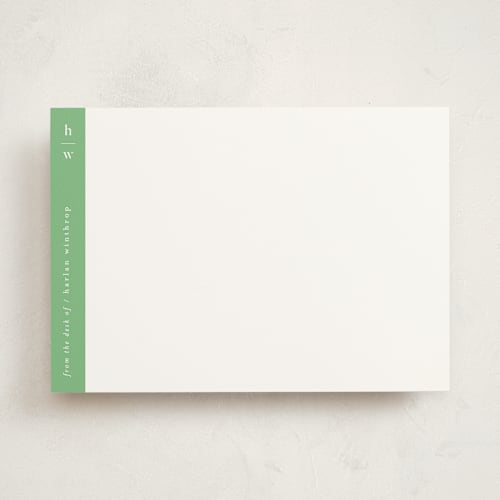 This is a monstera leaf personalized stationery thank you cards with standard by Alexandra Cohn called sidebar printing on signature in 5x7