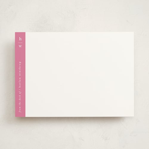 This is a pink flamingo personalized stationery thank you cards with standard by Alexandra Cohn called sidebar printing on signature in 5x7