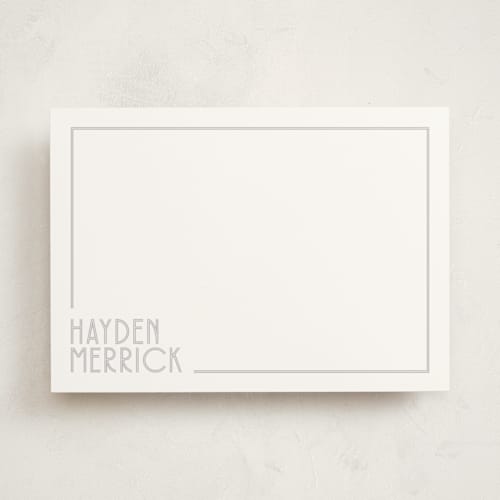 This is a mist personalized stationery thank you cards with standard by Angela Garrick called linear printing on signature in 5x7