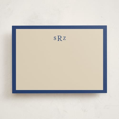 This is a navy personalized stationery thank you cards with standard by Ani Somi called theodore printing on signature in 5x7