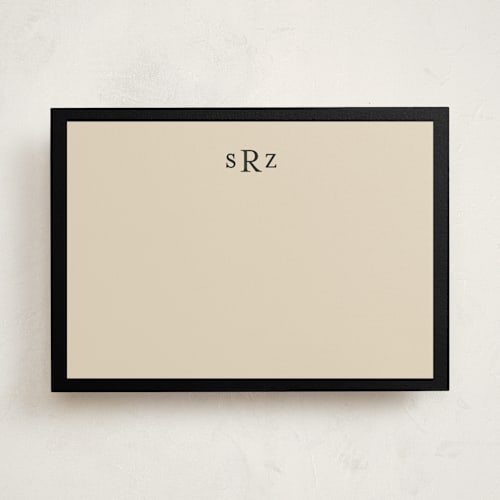 This is a black and tan personalized stationery thank you cards with standard by Ani Somi called theodore printing on signature in 5x7