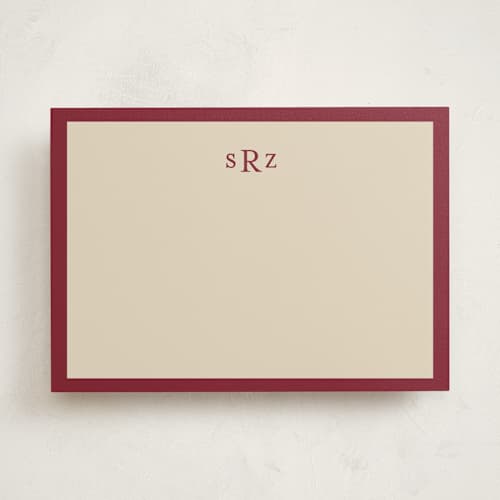 This is a maroon personalized stationery thank you cards with standard by Ani Somi called theodore printing on signature in 5x7