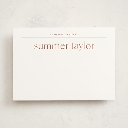 This is a terracotta personalized stationery thank you cards with standard by Blustery August called almond printing on signature in 5x7