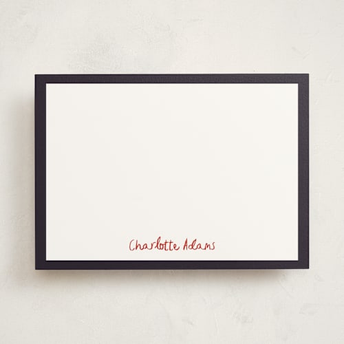 This is a licorice personalized stationery thank you cards with standard by Ani Somi called crayon writing printing on signature in 5x7