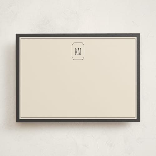 This is a noir personalized stationery thank you cards with standard by Creo Study called formal initials printing on signature in 5x7