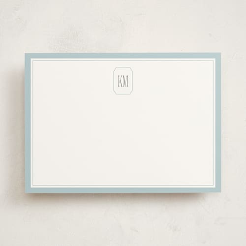 This is a aqua personalized stationery thank you cards with standard by Creo Study called formal initials printing on signature in 5x7