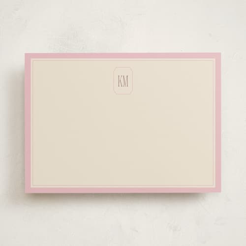 This is a rosebud personalized stationery thank you cards with standard by Creo Study called formal initials printing on signature in 5x7