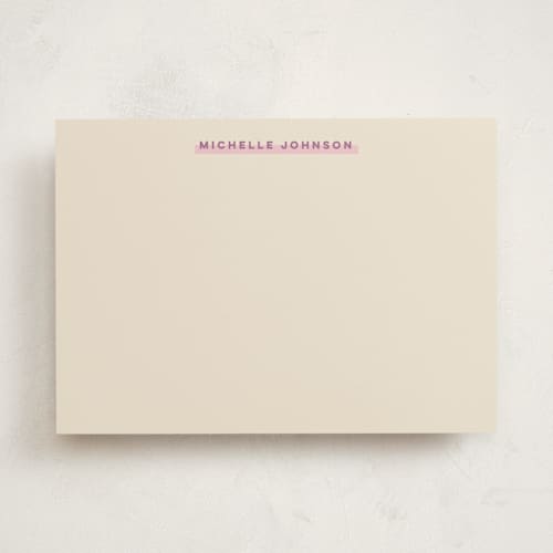 This is a blush personalized stationery thank you cards with standard by elithing called highlight printing on signature in 5x7