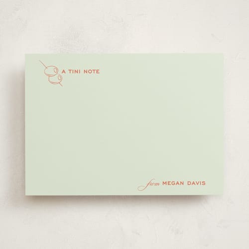 This is a pimento personalized stationery thank you cards with standard by Megan Davis called dirty martini printing on signature in 5x7