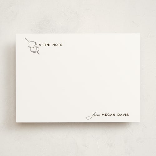 This is a whiskey personalized stationery thank you cards with standard by Megan Davis called dirty martini printing on signature in 5x7
