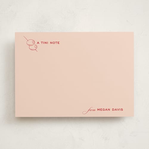 This is a tomato personalized stationery thank you cards with standard by Megan Davis called dirty martini printing on signature in 5x7