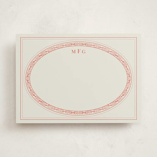 This is a rouge personalized stationery thank you cards with standard by Claire called classic oval printing on signature in 5x7
