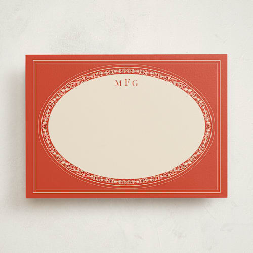 This is a crimson personalized stationery thank you cards with standard by Claire called classic oval printing on signature in 5x7