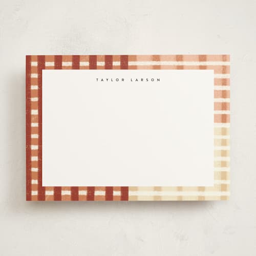 This is a spice personalized stationery thank you cards with standard by Emily Sabol Goss called drawn plaid printing on signature in 5x7