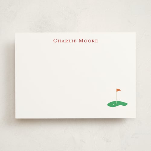 This is a grass personalized stationery thank you cards with standard by Ellen Schlegelmilch called sportsy golf printing on signature in 5x7