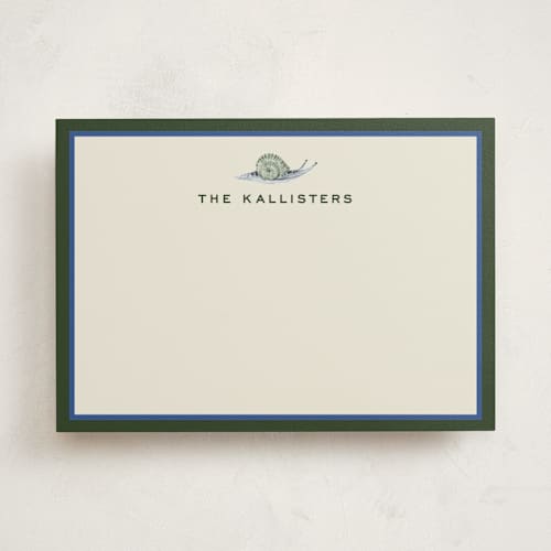 This is a blueberry personalized stationery thank you cards with standard by Pati Cascino called snail mail printing on signature in 5x7