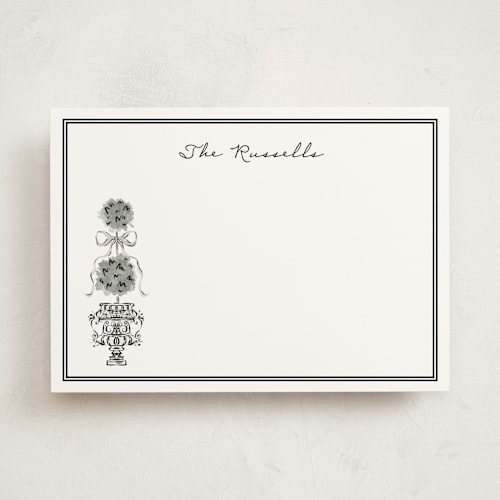 This is a noir personalized stationery thank you cards with standard by Jackie Crawford called hand illustrated topiary printing on signature in 5x7