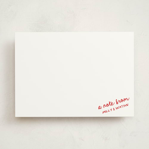 This is a carmine personalized stationery thank you cards with standard by Jelena Vuletic called imprint printing on signature in 5x7