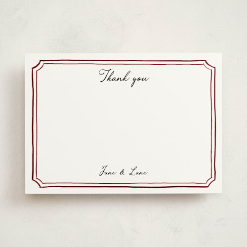 This is a wine personalized stationery thank you cards with standard by Cass Loh called handwritten printing on signature in 5x7