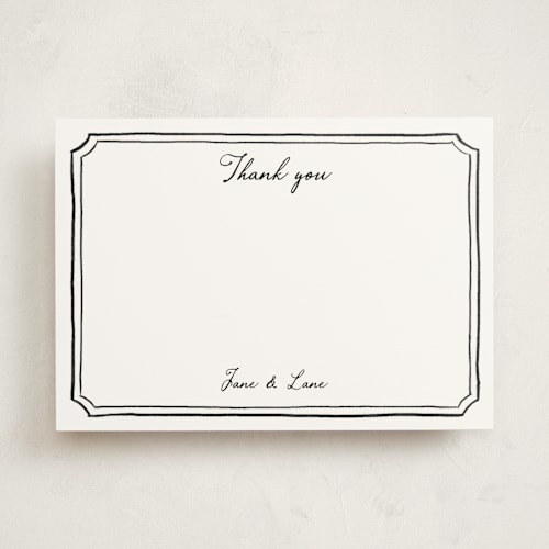 This is a coal personalized stationery thank you cards with standard by Cass Loh called handwritten printing on signature in 5x7